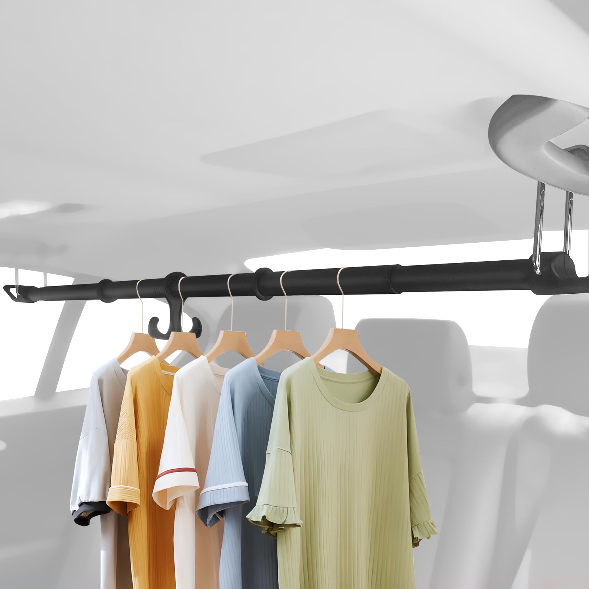 Elantrip Adjustable Car Clothes Hanger Bar, 34-70 Inch Heavy-Duty Telescopic Rod, Wrinkle-Free Clothing Rack For Cars, Suvs, Tru