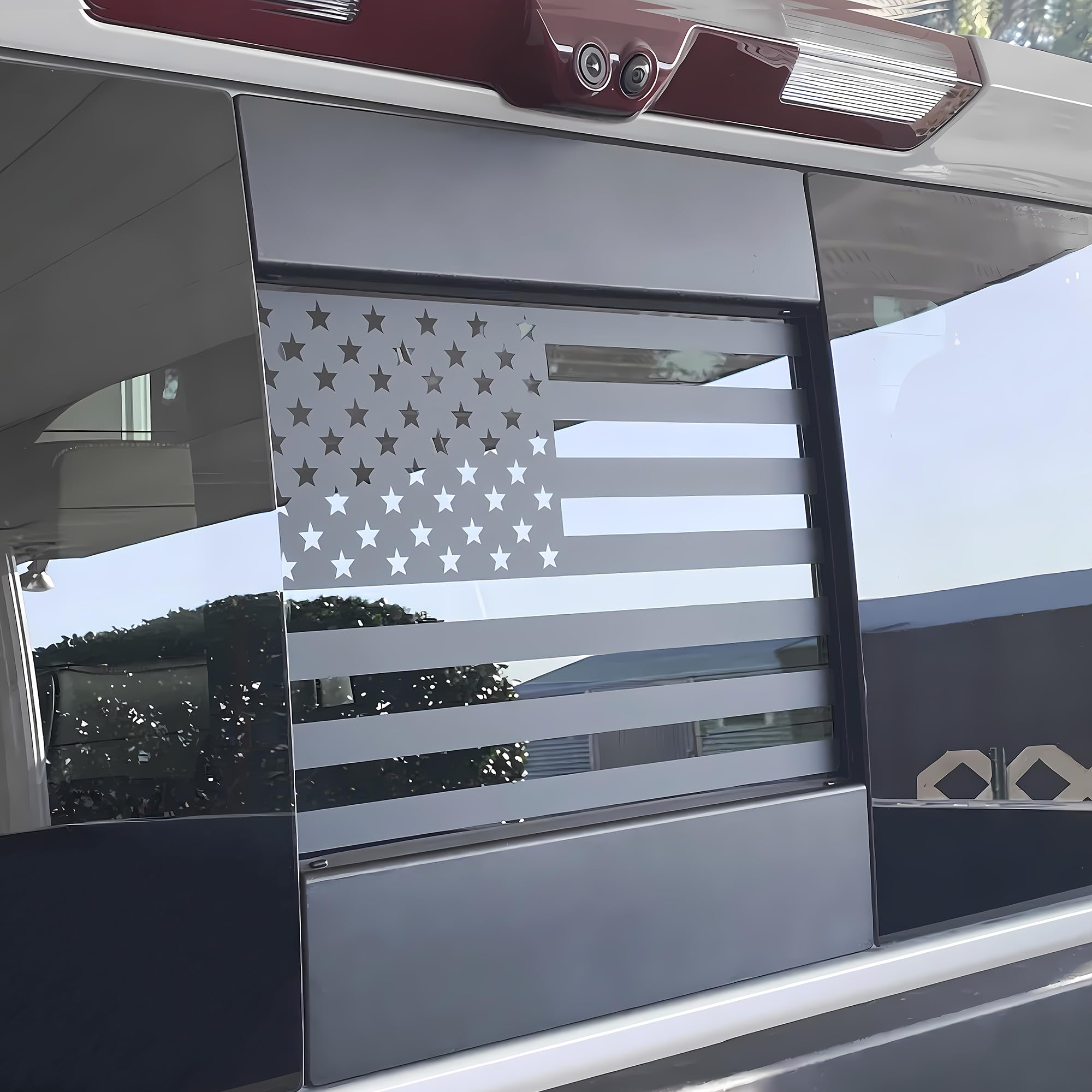 Alicatong Fits Chevy Silverado And Gmc Sierra 2019-2022 2023 2024 Rear Middle Back Sliding Window American Us Flag Vinyl Decal,