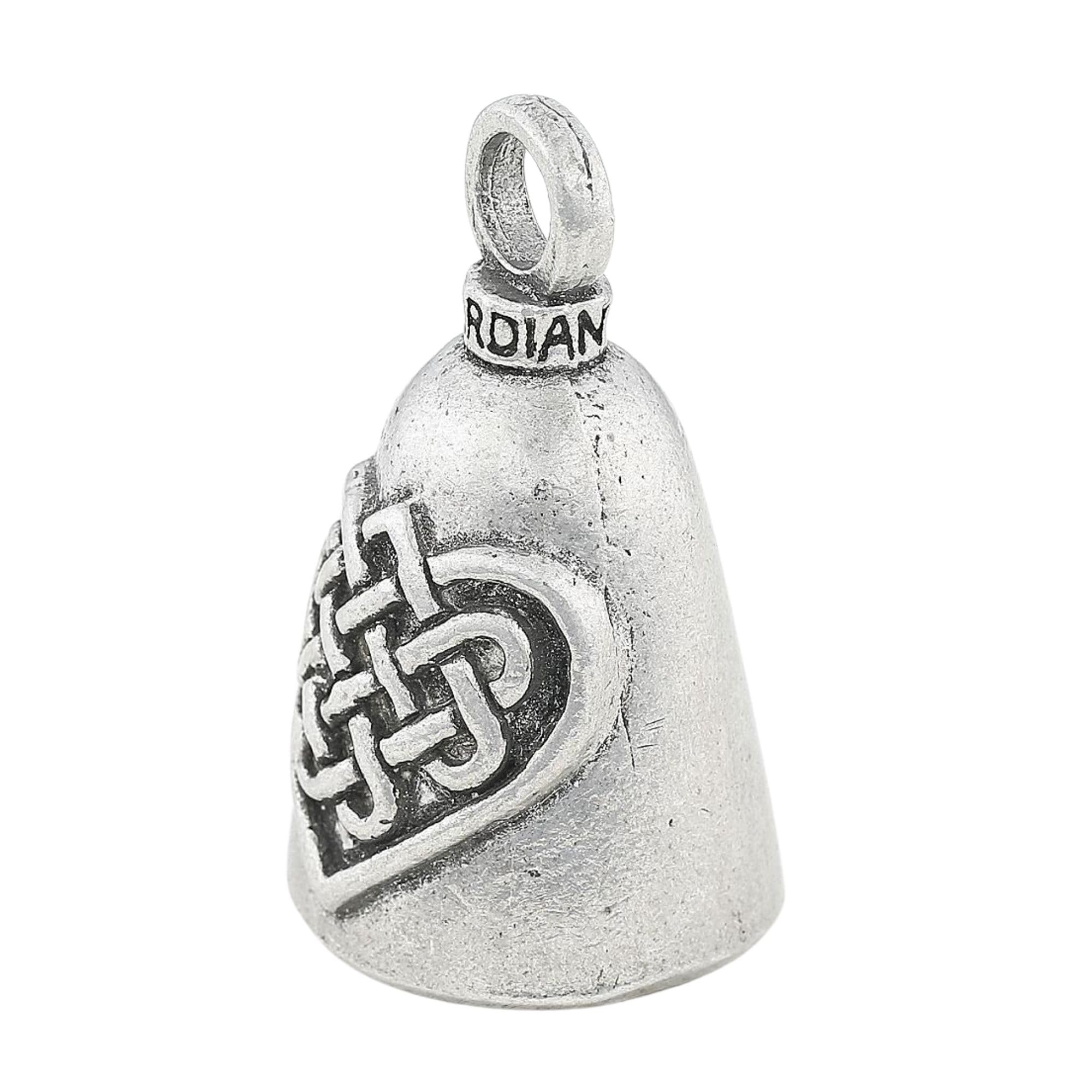 Guardian Bell Celtic Heart Good Luck Bell W/Keyring & Black Velvet Gift Bag | Motorcycle Bell | Lead-Free Pewter | Made In Usa