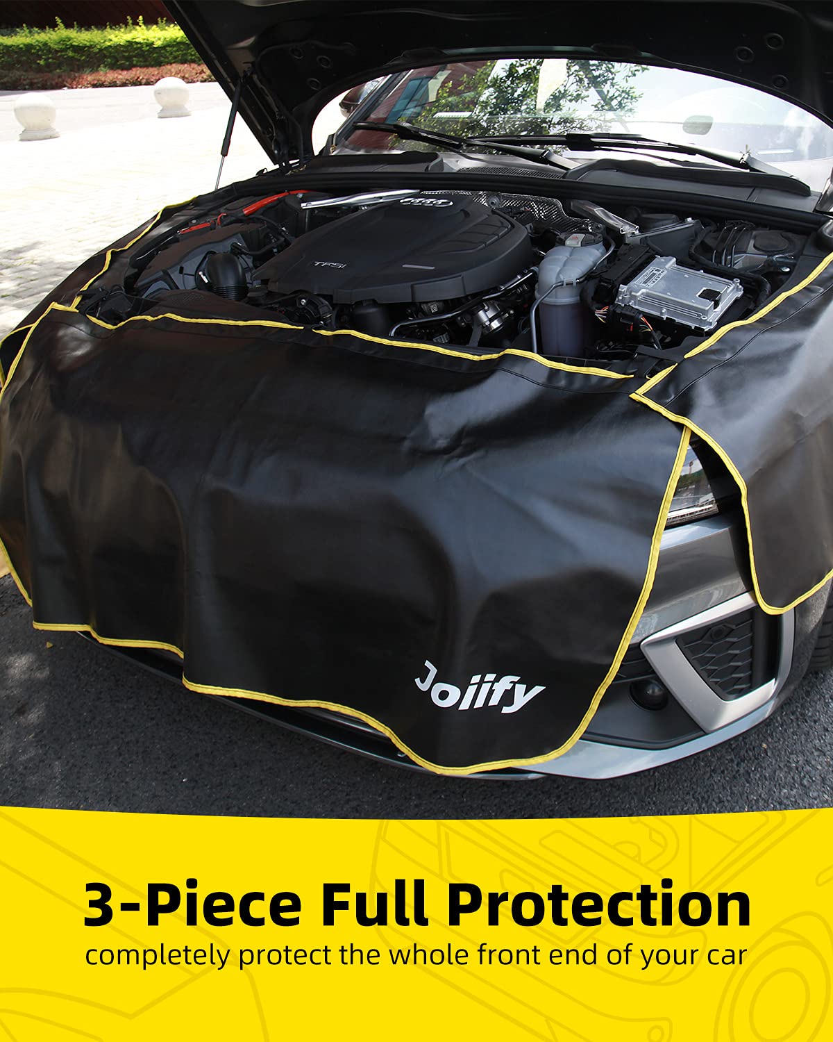 Joiify 3 Pcs Fender Covers for Mechanics, 25 Strong Magnets, Microfiber Leather Car Fender Protector Mats - Size M