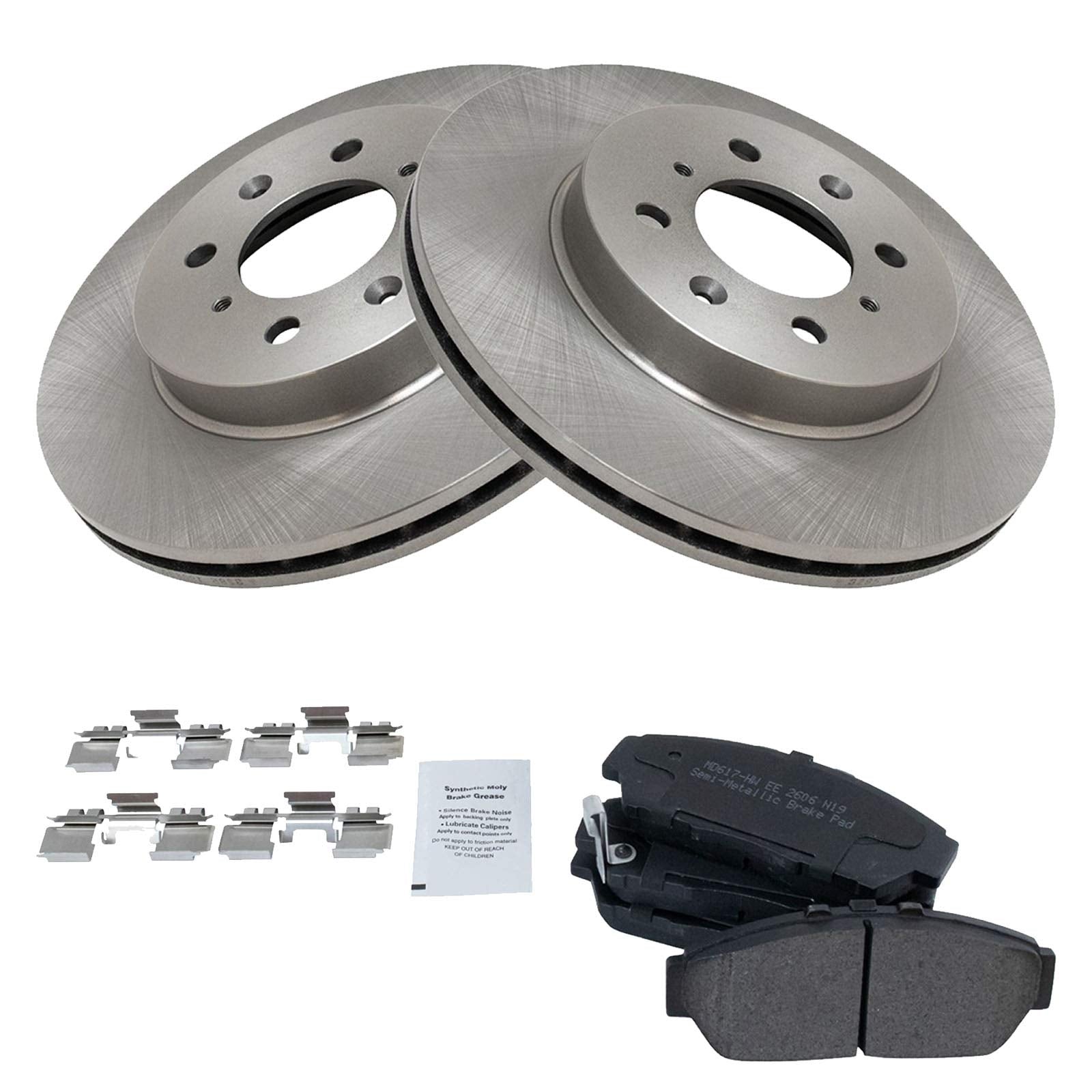 Trq Front Brake Pad & Rotor Kit Brake Pads Brake Rotor Semi-Metallic Compatible With 1994-2001 Acura Integra 1993-1995 Honda Civ