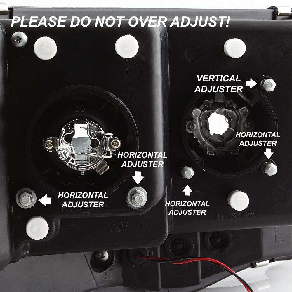 AKKON Black LED Tube Projector Headlights for 2002-2005 Dodge Ram 1500/2500/3500 – Left & Right Pair, Low Beam Halogen