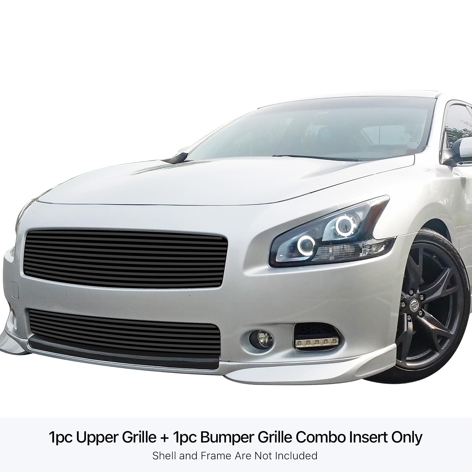 Off Roader eGrille Compatible with Nissan Maxima 2009-2014 Stainless Steel Black 8x6 Horizontal Billet Grille Insert Combo BGC-2