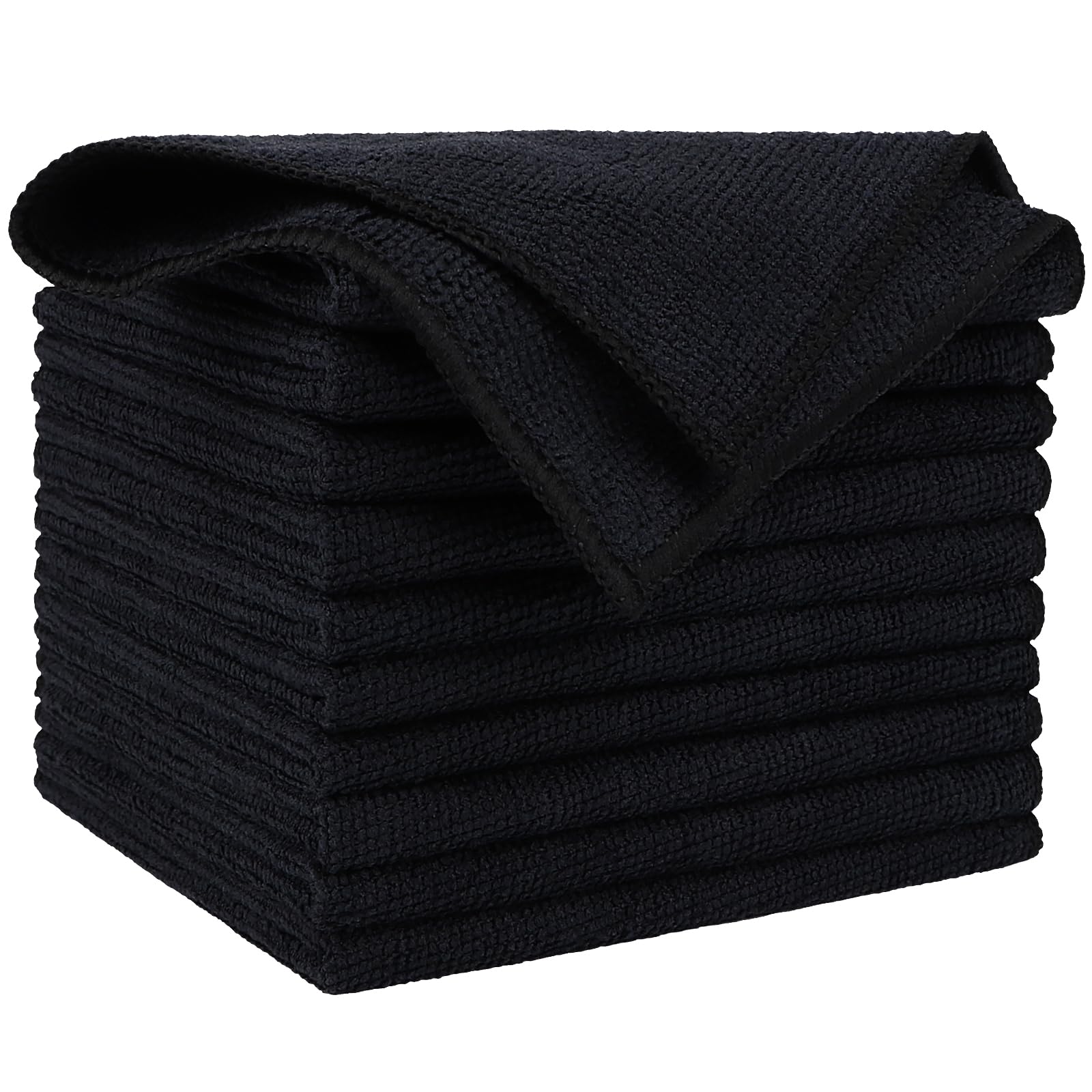 Aidea Microfiber Cleaning Cloth Black 10Pk, Microfiber Towels For Cars, Premium Car Cloth, Dusting Cloth Lint Free Cleaning Rags
