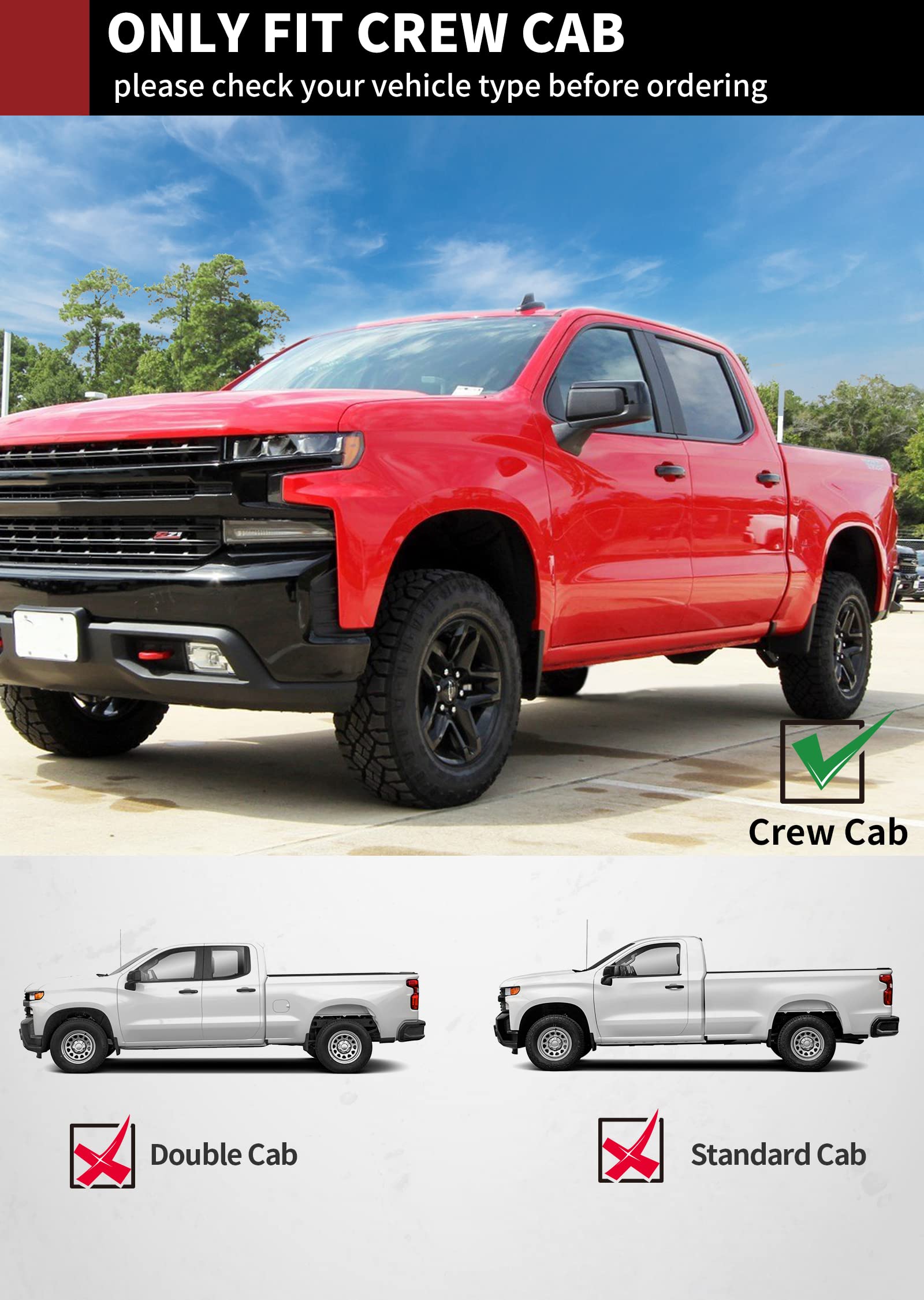 Yitamotor 6 Inches Running Boards Compatible With 2019-2025 Chevy Silverado/Gmc Sierra 1500 Crew Cab, 2020-2025 2500Hd 3500Hd, S