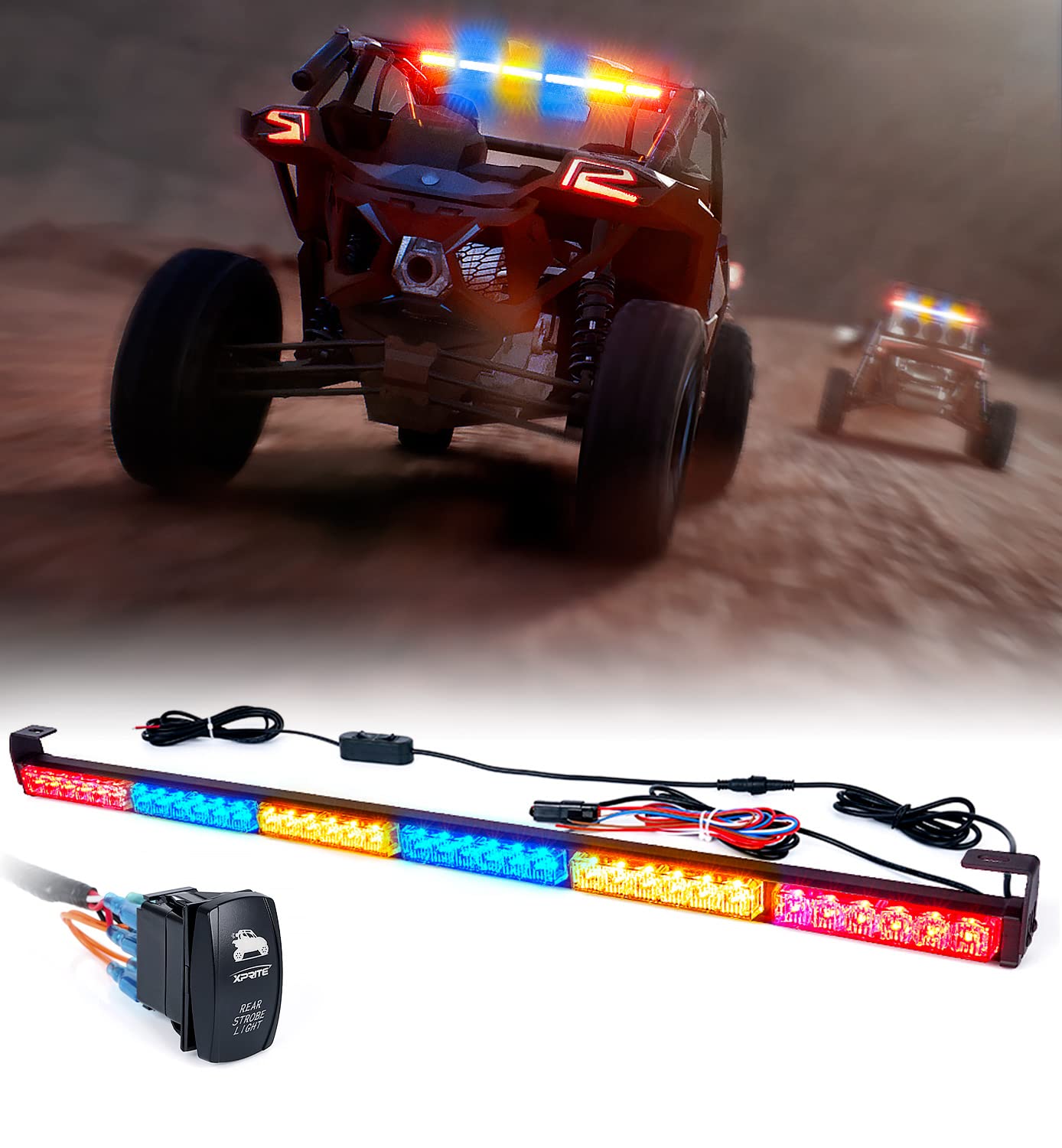 Xprite 36'' Rear Led Chase Light Bars, All In One W/Strobe Brake Reverse Turn Signal Light Compatible With Jeep, Atv, Utv, Yamah