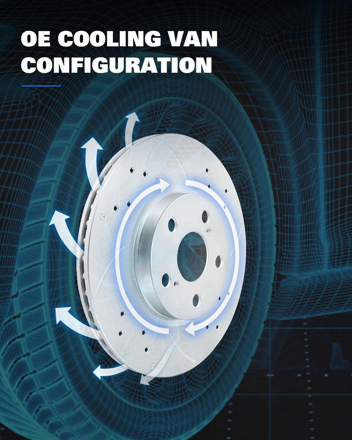funire Front Vented G-coated Brake Rotors Kit for Rondo 2010, Drilled Slotted Brake Rotors Kit 280mm(11in)