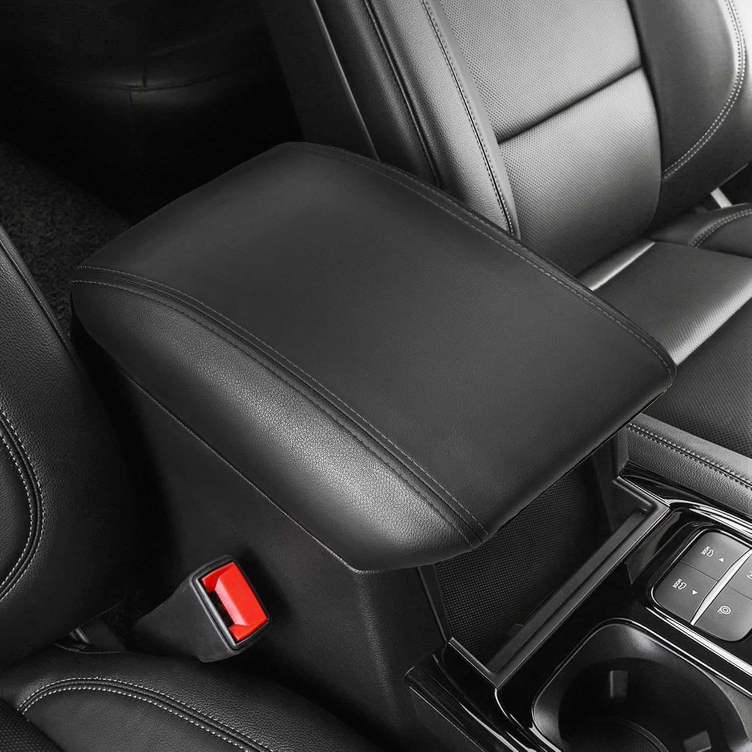 Kbh Car Center Console Armrest Cover For Ford Explorer 2020 2021 2022 2023, Vinyl Leather Interior Accessories, Anti-Scratch, Bl