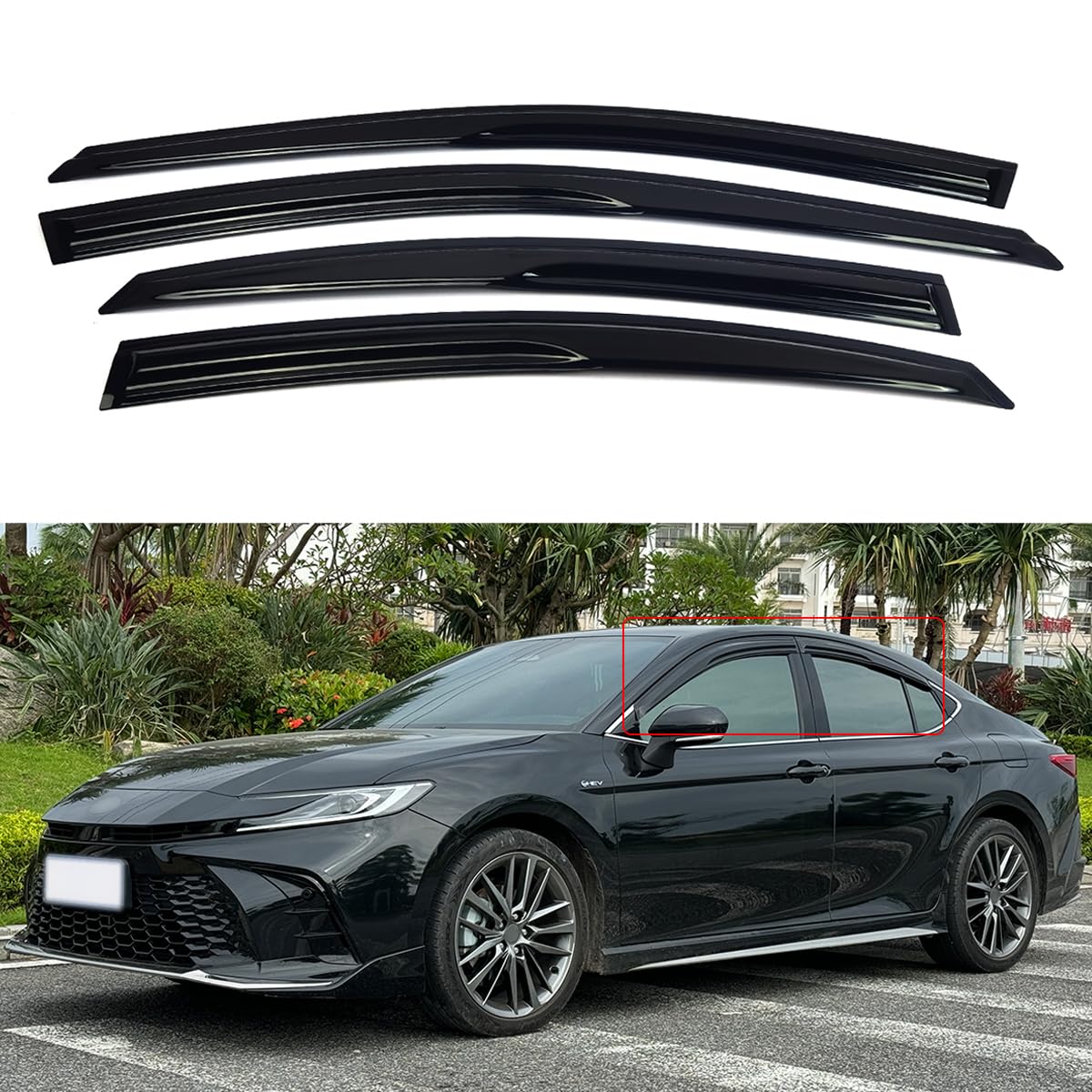 AceRide Window Visors for 2025 Toyota Camry Sedan,Rain Guards Sun Shields Window Deflector,Tape-on,Mugen Style,4PCS