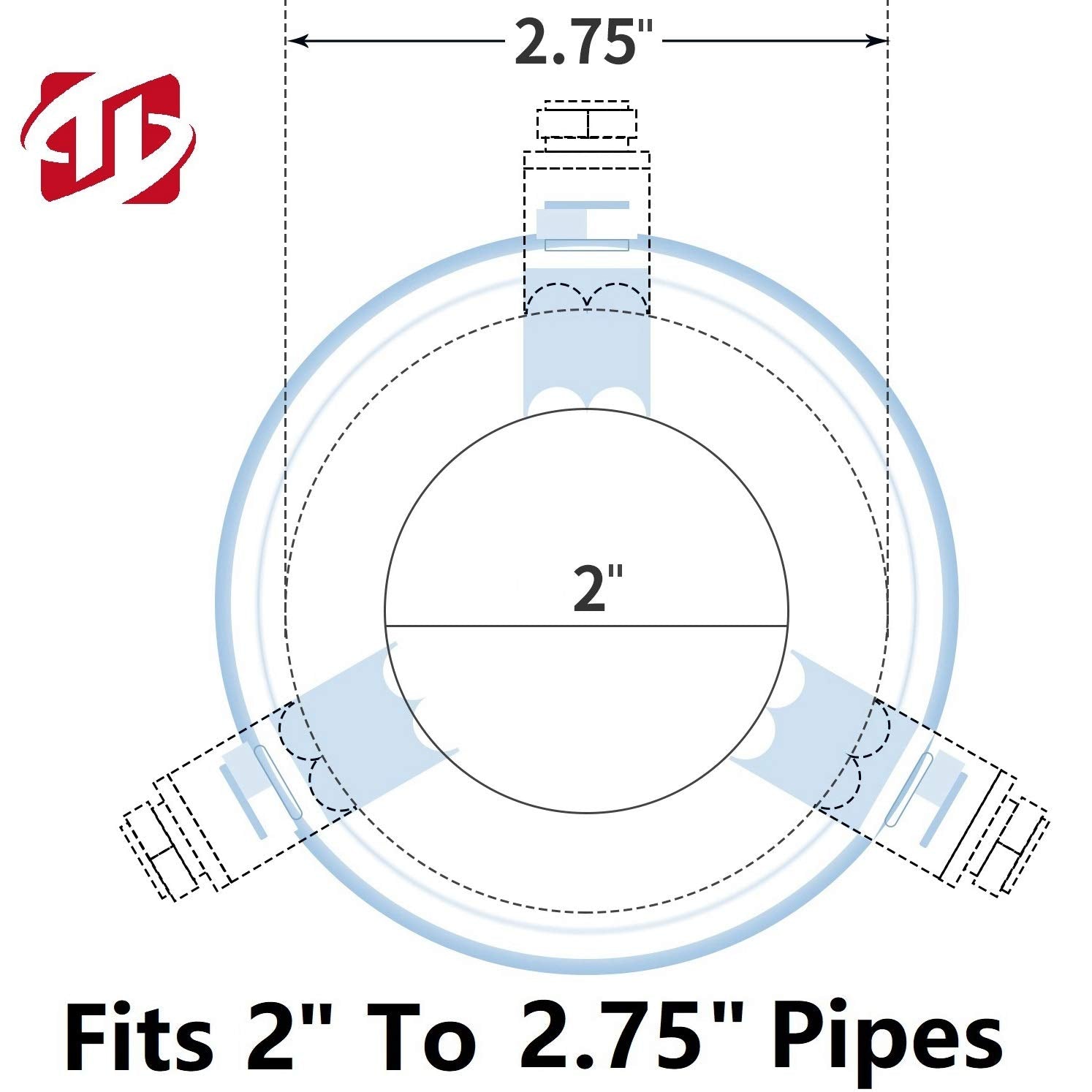 TriTrust Exhaust Tip, 2-2.75 inch inlet adjustable, Fit 2''/2.25''/2.5''/2.75'' Outer diameter Tailpipe, 3.5''Outlet 6''Long Muf
