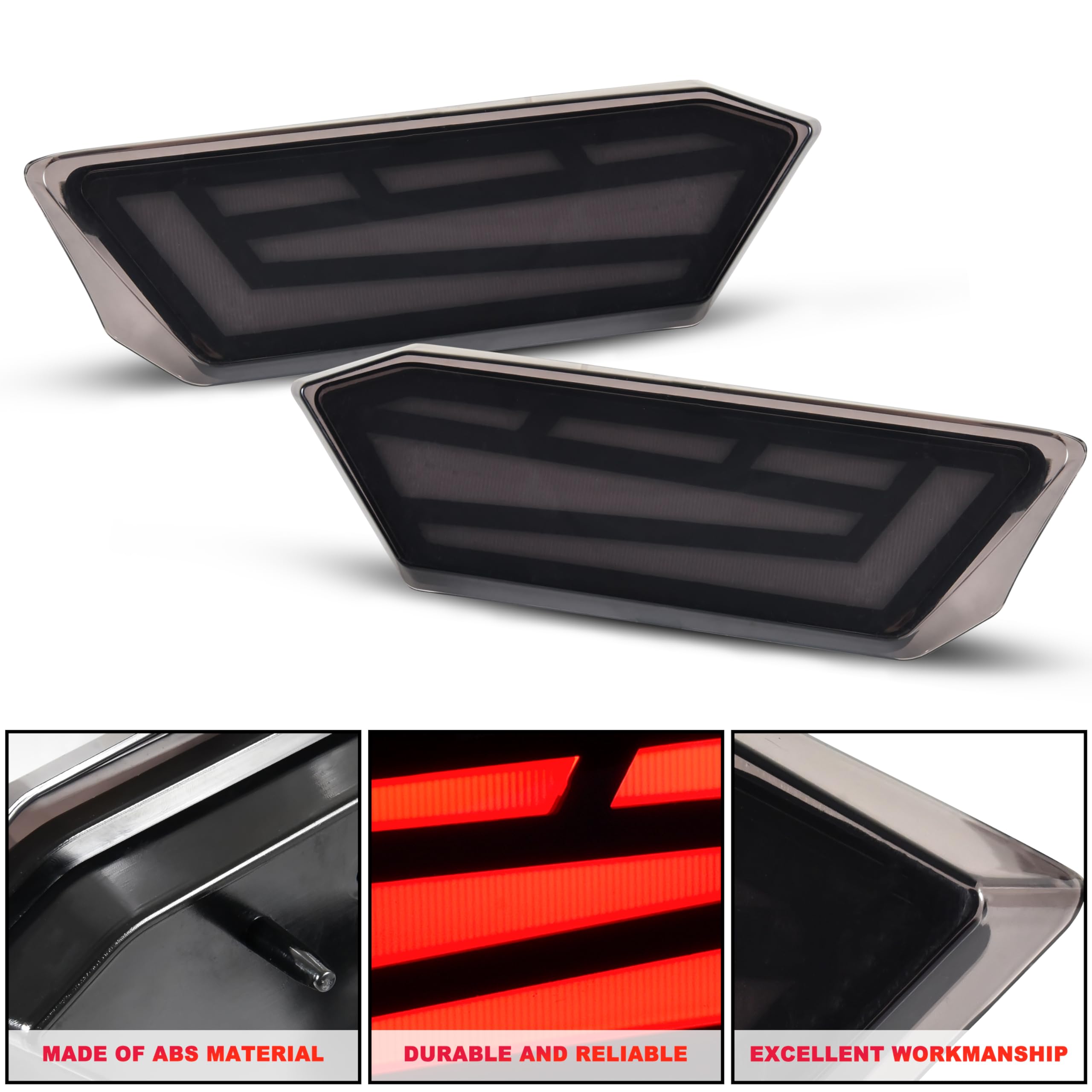 Sautvs Smoked Black Led Rear Brake Stop Lights Taillights Tail Lamps For Polaris Rzr 900 1000 S Xp 4 Turbo 2014-2019/ Rzr Trail