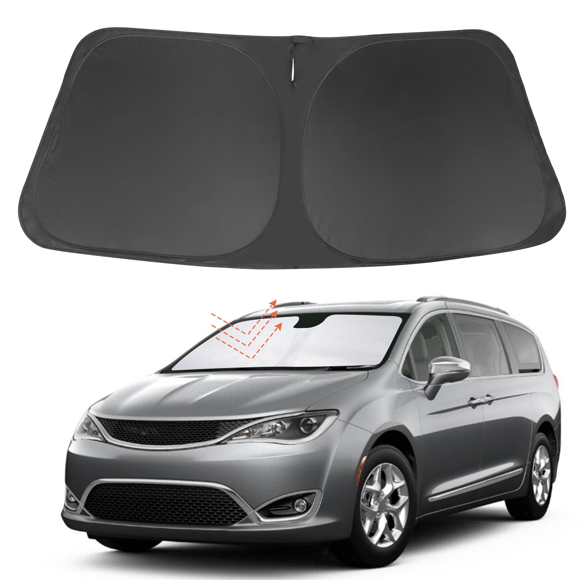 Yycke Windshield Sun Shade Accessories Compatible With 2017-2024 2025 Pacifica Minivan For Chrysler Foldable Sunshade Sun Visor
