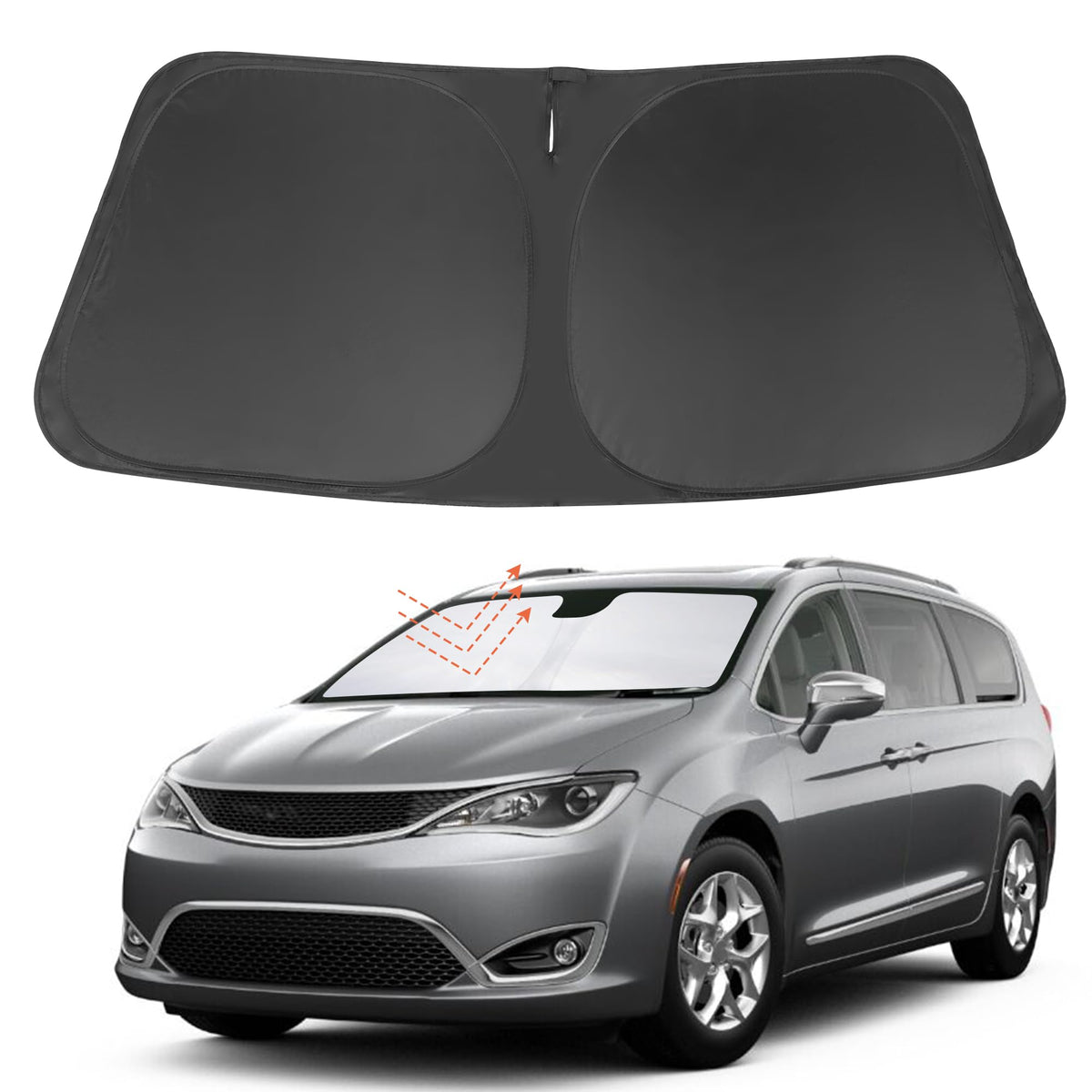 Yycke Windshield Sun Shade Accessories Compatible With 2017-2024 2025 Pacifica Minivan For Chrysler Foldable Sunshade Sun Visor