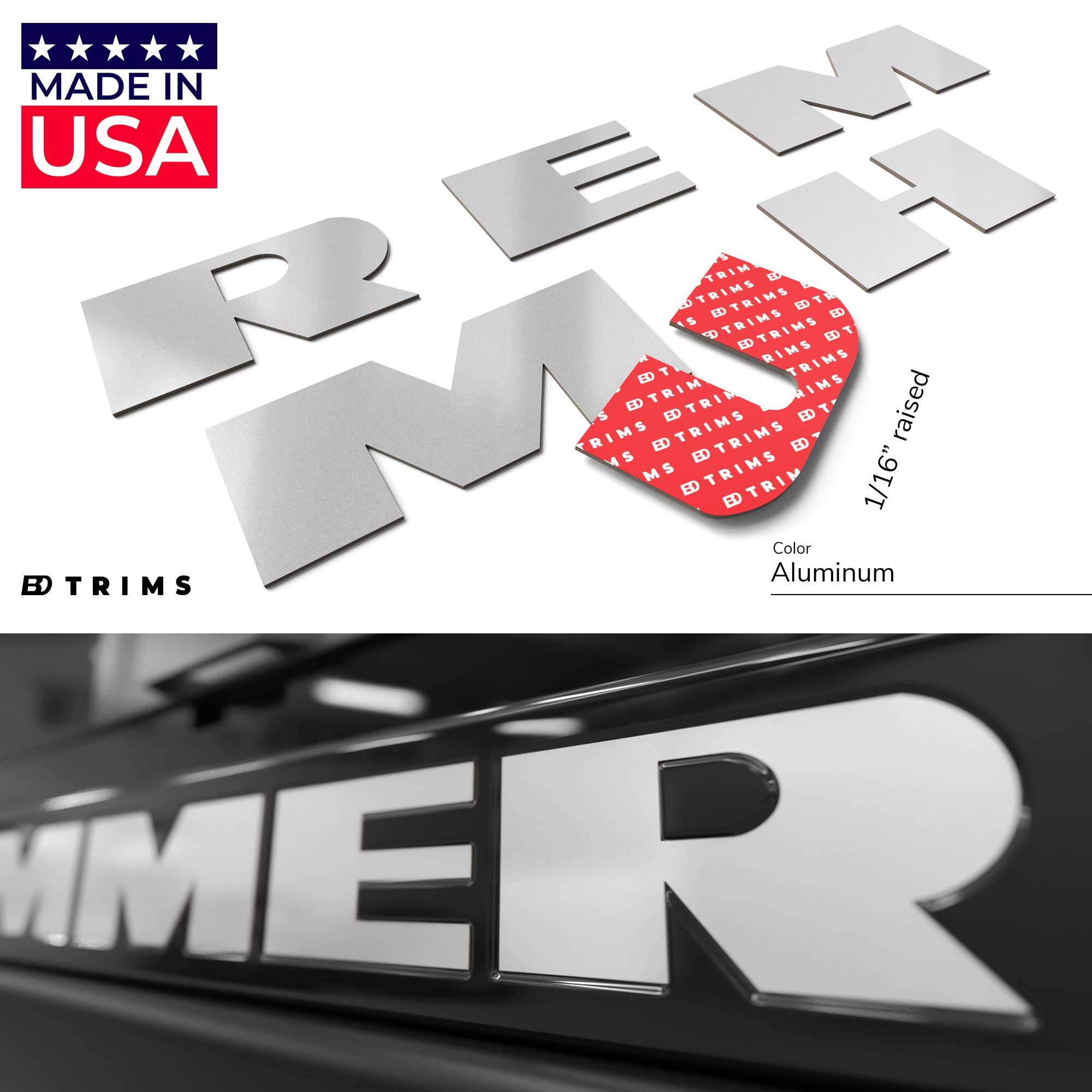 Bdtrims Bumper Raised Letters Fits Hummer H2 Models (Silver)
