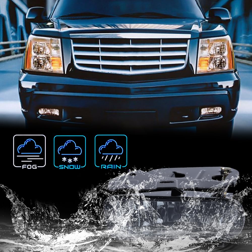 G-Plus Front Bumper Fog Lights Assembly Compatible With Cadillac 2002 2003 2004 2005 2006 Escalade,Driving Fog Lamps W/ 899 12V