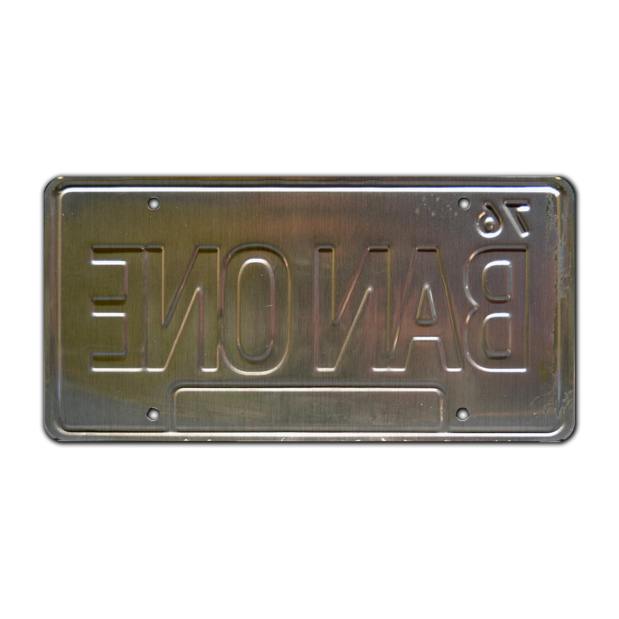 Celebrity Machines Smokey and The Bandit Metal Stamped License Plate - Aluminum, Tan, Model BANONE