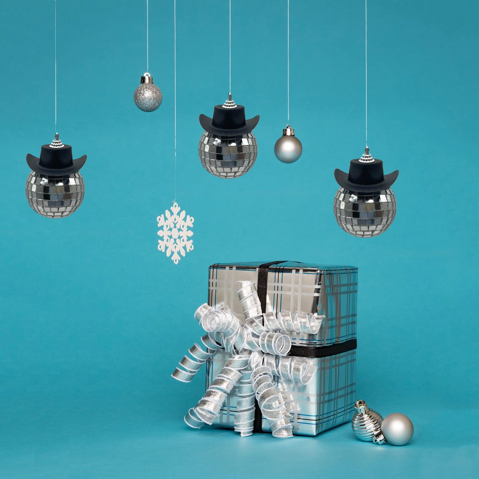 Spansee Black Disco Ball Cowboy Hat Car Accessory, Mirror Ornament, Interior Accessories