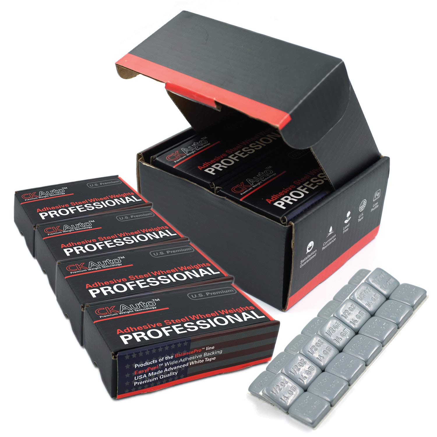 Ckauto 4 Boxes, 504 Pcs 1/2Oz, 0.5Oz, Grey, Adhesive Stick On Wheel Weights, 63 Oz/Box, Us Quality