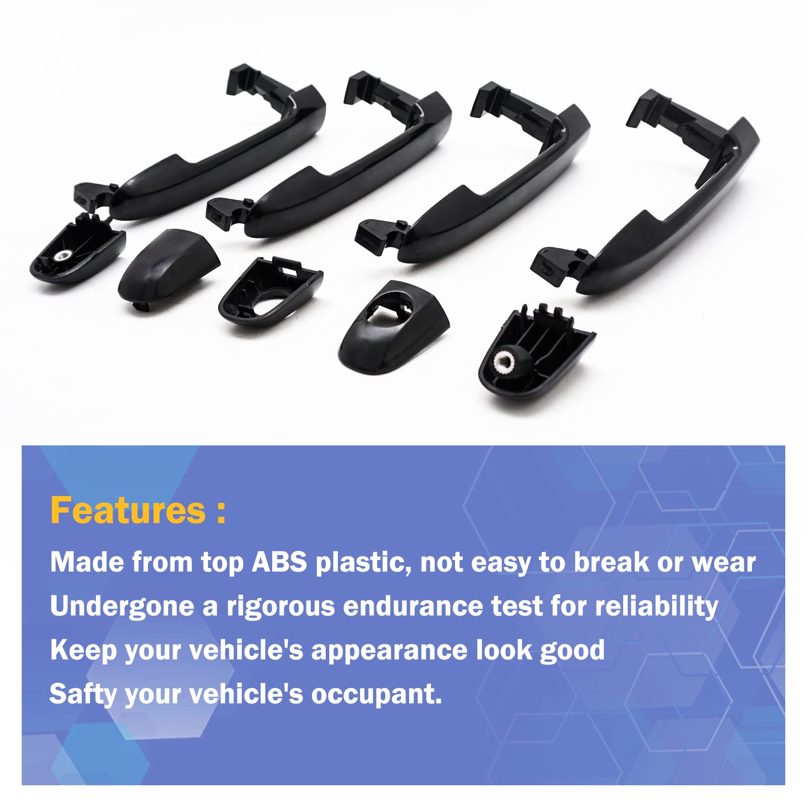 X4Xz 4Pcs Front Rear Left Right Exterior Door Handle Driver Passenger Side For 2006-2010 Hyundai Sonata 826513K000