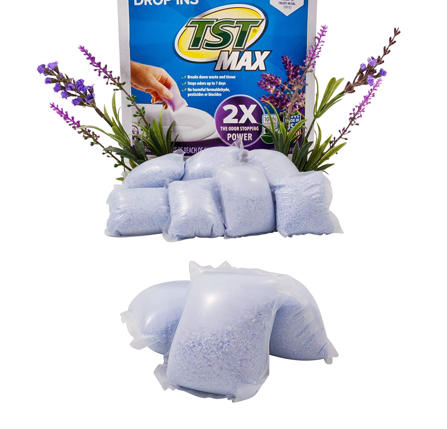 Camco Tst Max Rv Toilet Treatment Drop-Ins - Control Unwanted Odors And Break Down Waste And Tissue - Septic Tank Safe - Lavende