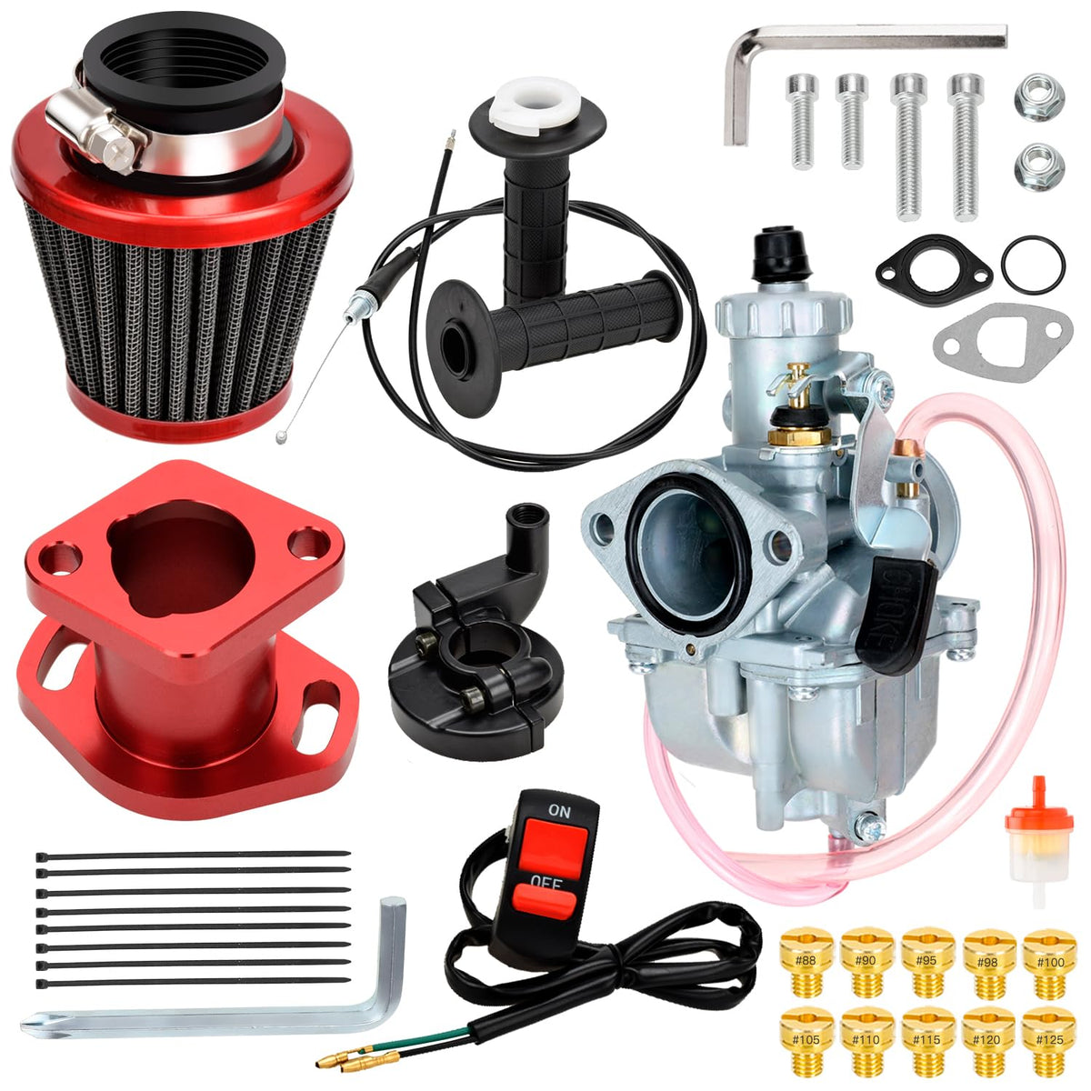 FVRITO VM22 26mm Carburetor Throttle Assembly Main Jets Kit for Predator 212cc 224cc 196cc Non Hemi Coleman CT200U BT200X Mini B