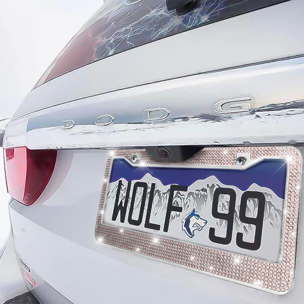 Yalok Bling Car License Plate Frame, Sparkly Rhinestone Stainless Steel License Plate Cover/Holder, Universal For Most Cars, Suvs, Vehicles With Screw Set, Auto Accessories For Women (Yellow)