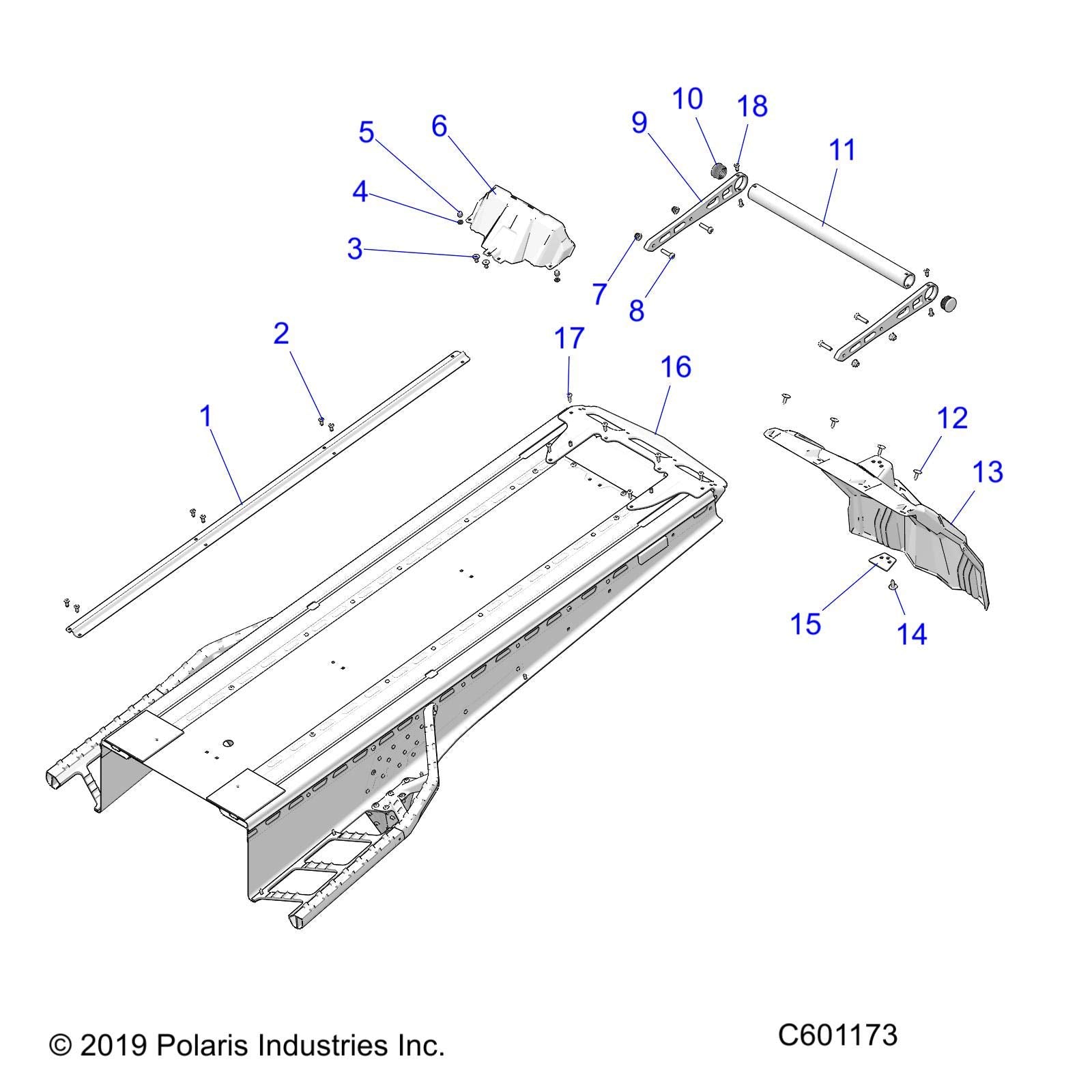 Polaris Snowmobile Bumper Assembly, Rear, Medium Gloss Black, Rmk, Genuine Oem Part 1017851-067, Qty 1