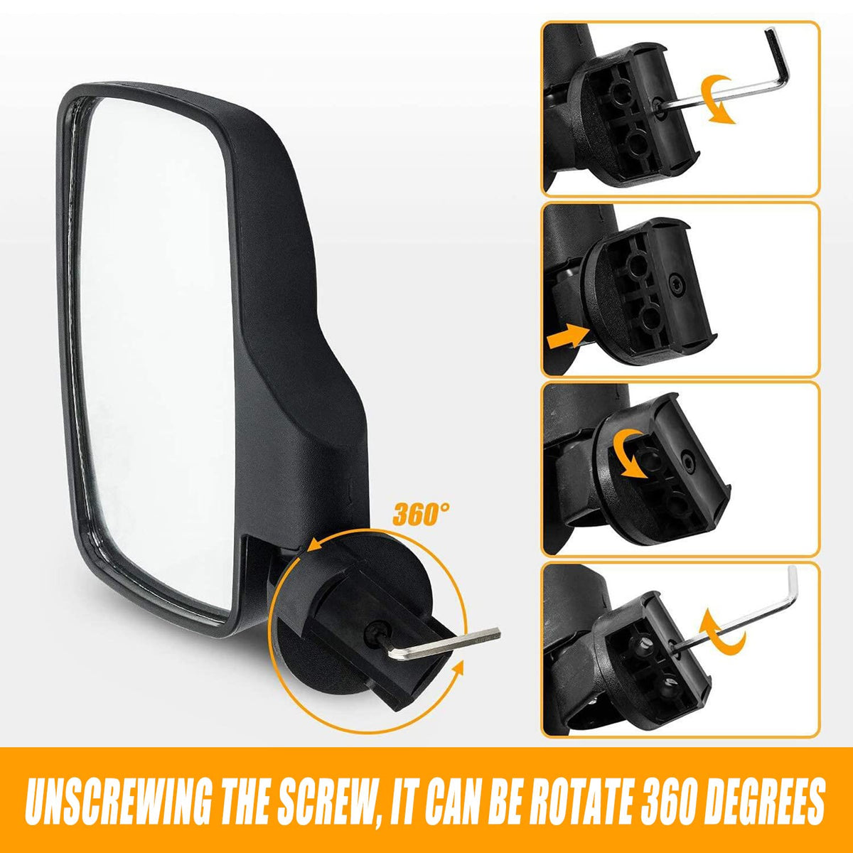 RANSOTO UTV Rearview Side Mirror And Center Mirror Set 1.6' - 2' Bar Compatible WBCARB07M9B5CZ3