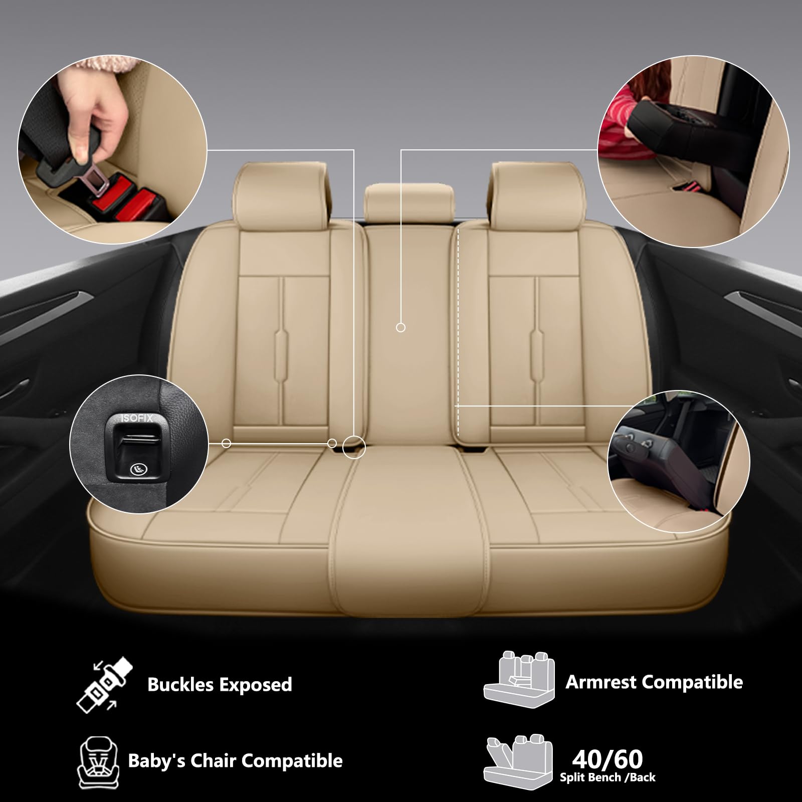 Ns Yolo Universal Fit Full Coverage Leather Car Seat Covers For Cars,Suvs And Pick-Up Trucks, Car Seat Protector,Automotive Seat