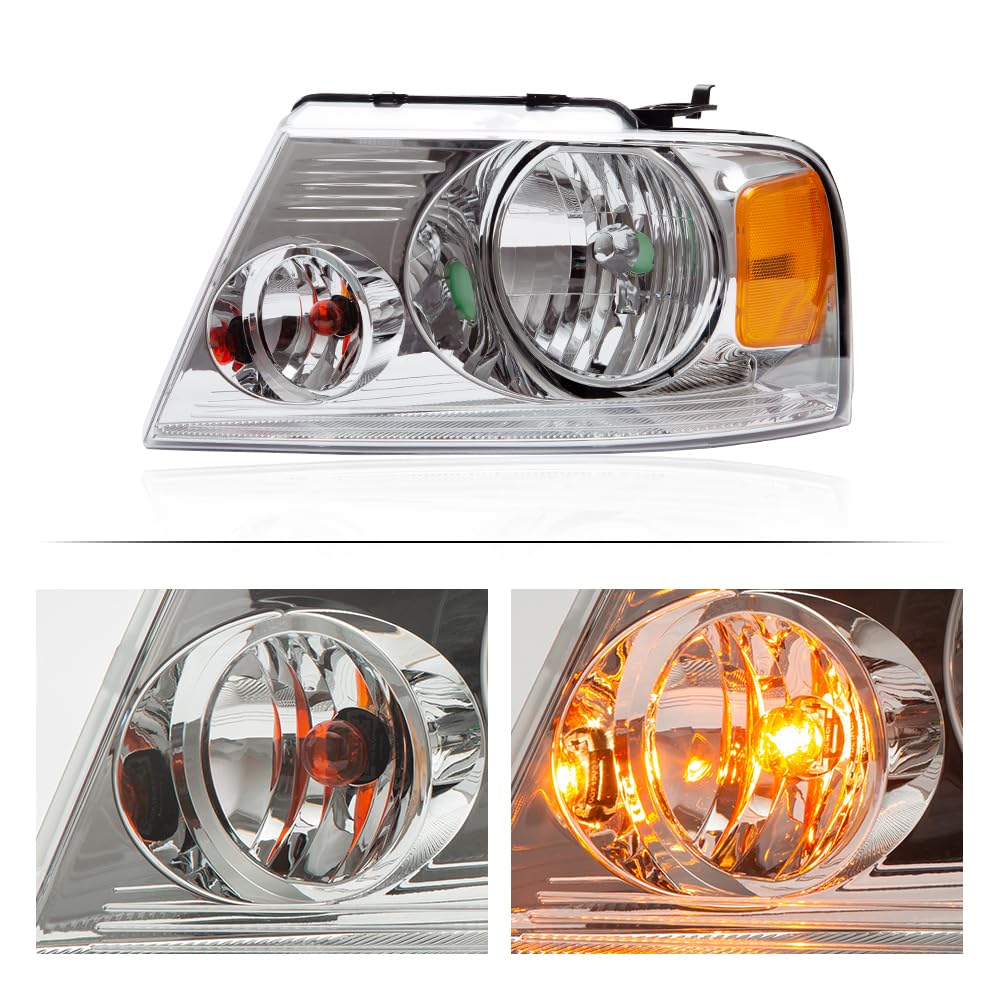 Cheda Front Headlights Assembly Headlamp, Compatible With 2004-2008 Ford F150/2006-2008 Lincoln Mark Lt Bumper Headlamp(Clear Le