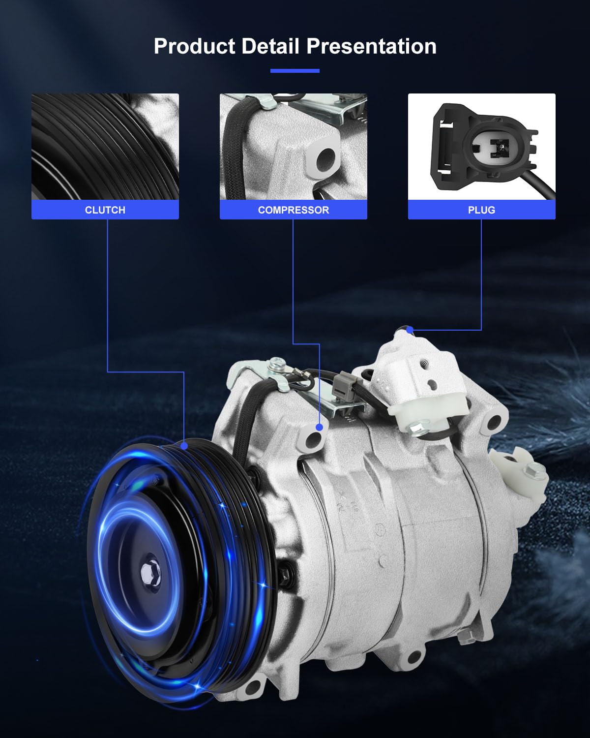 ECCPP A/C Compressor with Clutch 2013-2017 for Honda for Accord 2.4L AC Compressor