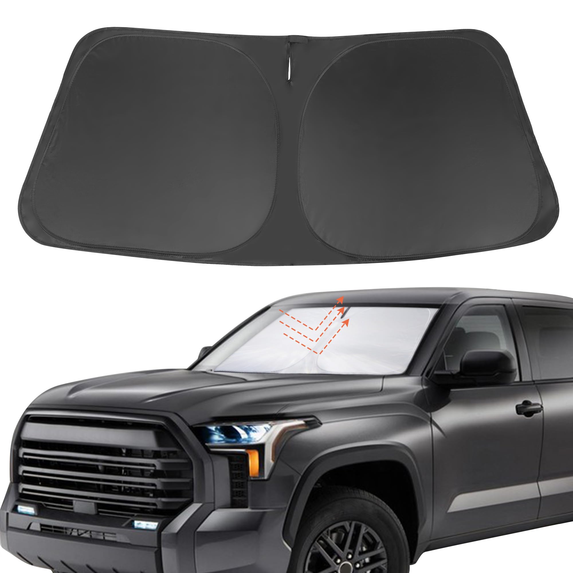 Yycke Windshield Sun Shade Accessories Compatible With 2007-2021 Tundra For Toyota Foldable Sunshade Sun Visor Blocks Uv