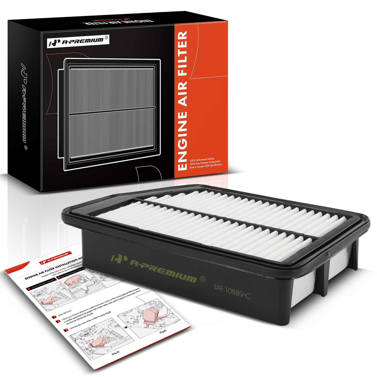 A-Premium Engine Air Filter Compatible with Hyundai Elantra, Elantra GT, Tucson & Kia Forte, Forte5, Sportage, 2010-2018, 1.8L 2