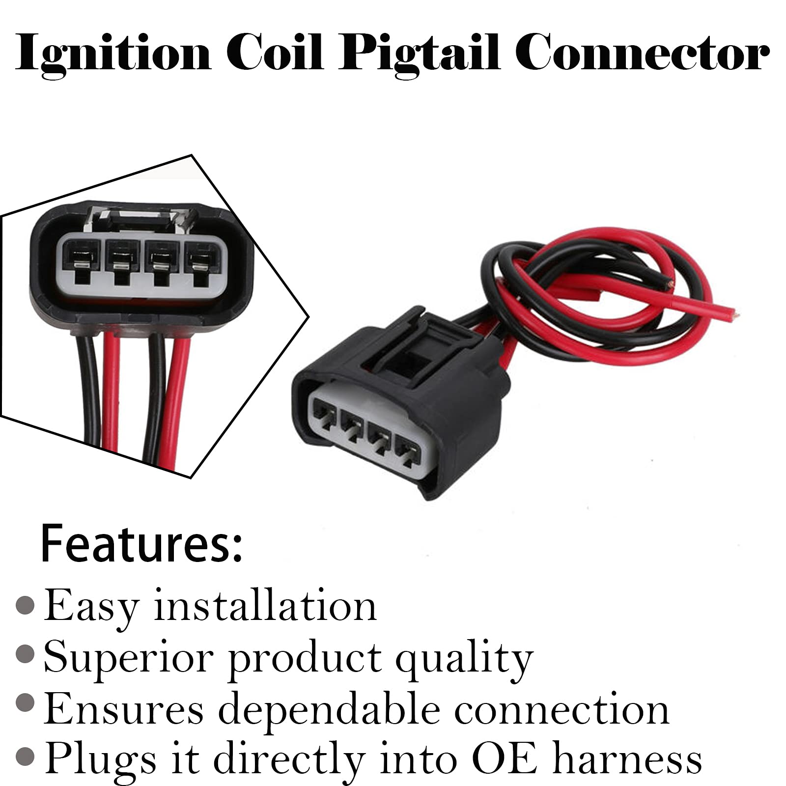 4 Packs Ignition Coil Connector Compatible With Toyota Scion Pontiac Chevrolet Chevy Lexus Ignition Coil Connector Harness L4 2.4L Ignition Coil Female Connector Plug Harness Pigtail Toyota Connectors