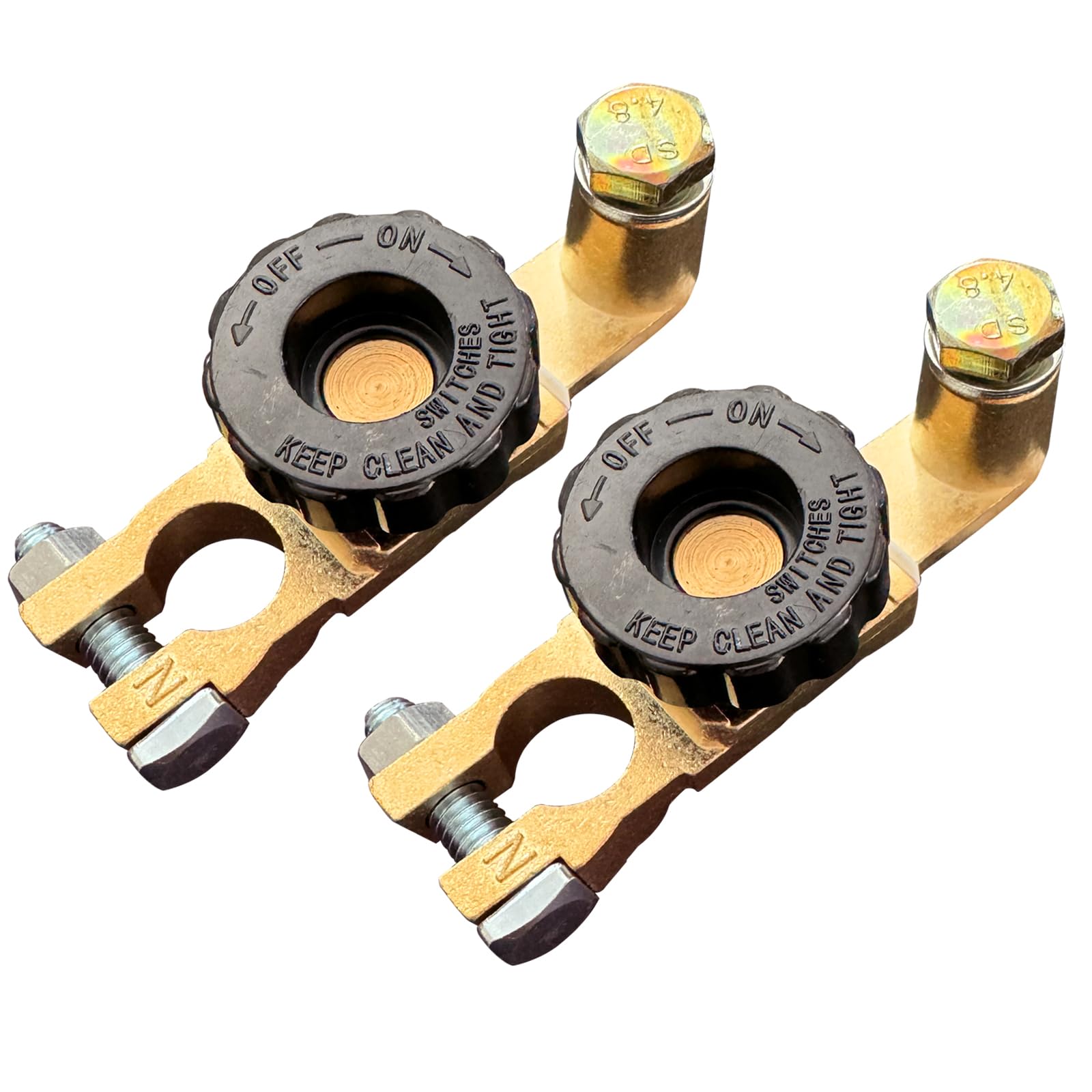 Ampper Top Post Battery Disconnect Switch, Battery Master Switch Isolator W/ M8 Top Bolt For Power Disconnect Cut Off (2 Pack)