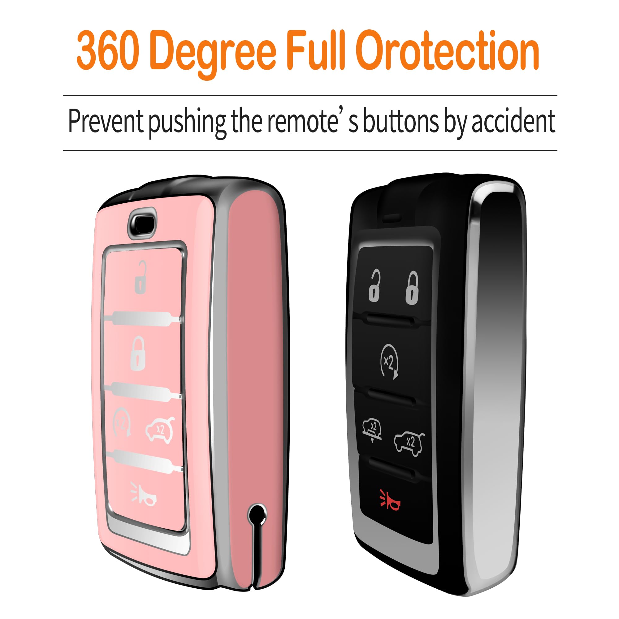 Sindeda for Jeep Key Fob Cover with Keychain Soft Full Protection Key Shell Compatible with Grand Cherokee L Grand Wagoneer 2021