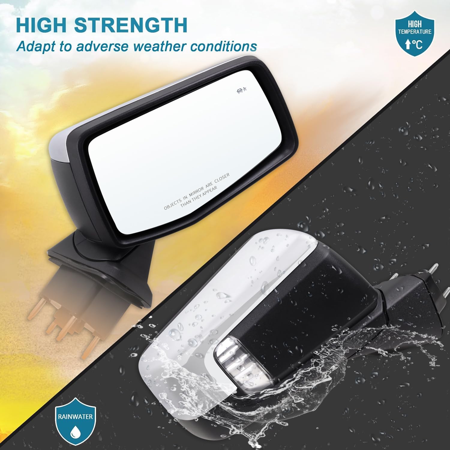Lqito Right Passenger Side Mirror Compatible With 2019-2025 Chevy Silverado 1500 With Power Glass Manual Folding Temperature Sen