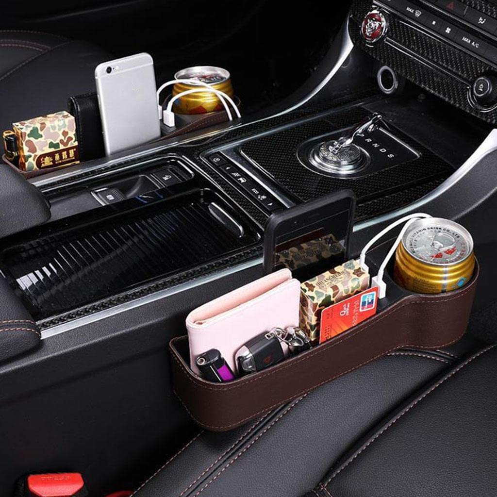 T.O.G. Car Seat Gap Catcher Filler Storage Box Side Pocket Organizer Holder Brown B