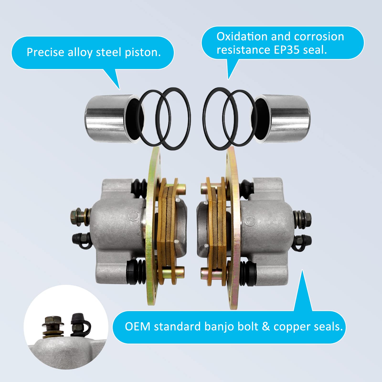 Rear Left Right Brake Caliper Assembly For Polaris Scrambler 1000 Xp Sportsman 550 X2 850 High Lifter 1000 High Lifter 1000 High Lifter Xp 1000 Touring 1000 Xp 1000 Touring Xp 1911301 1911302
