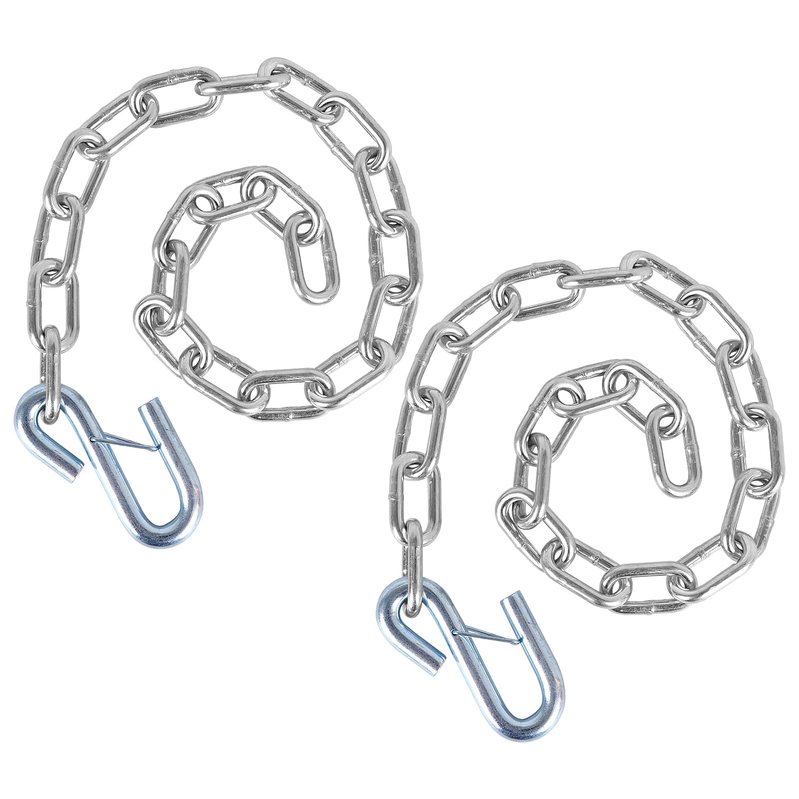 Teukriga 5/16'' X 27'' Grade 30 Steel Boat Trailer Safety Chain With Spring Clip Hooks 7000 Lbs, 2 Pcs (5/16'' X 27'')
