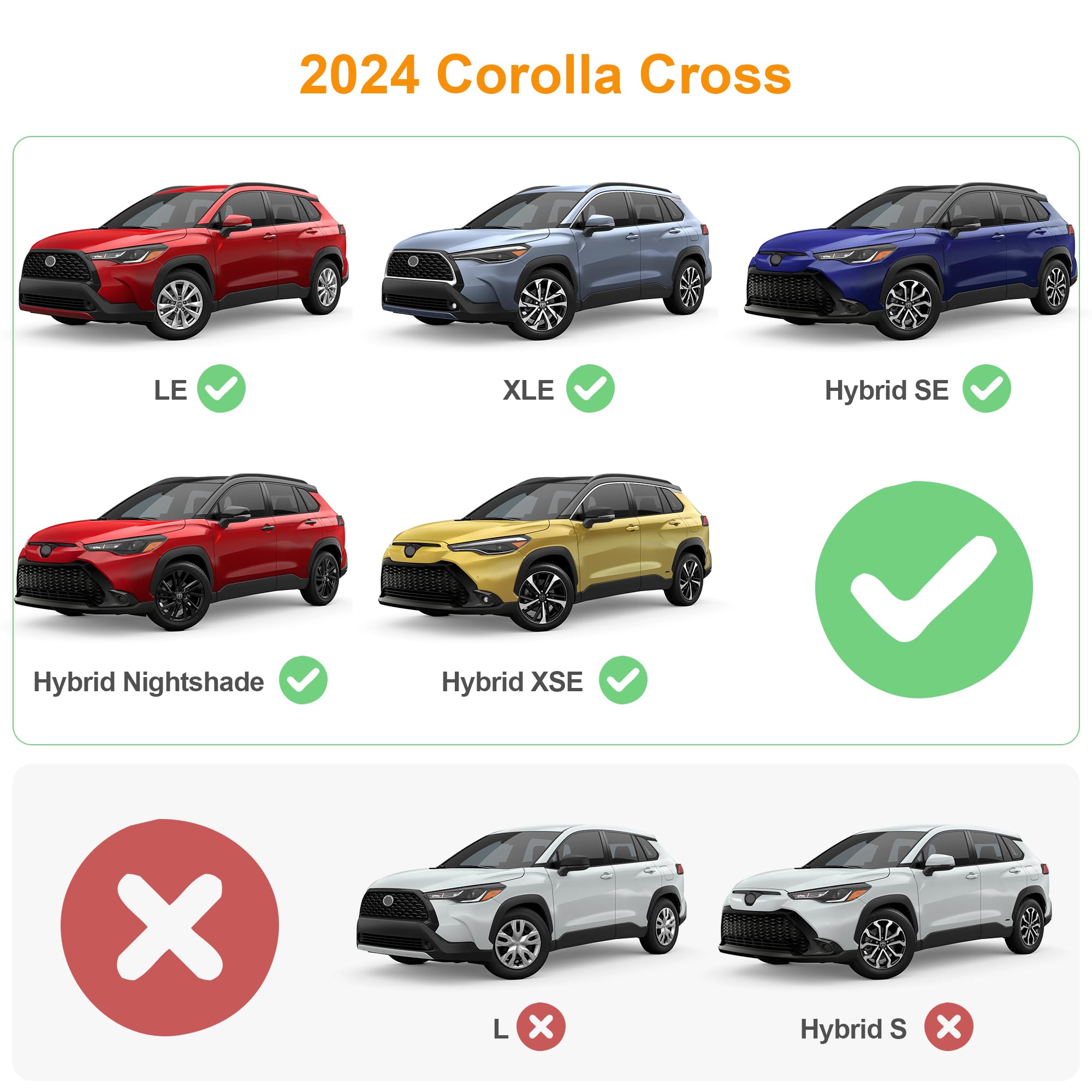 Autekcomma Heavy Duty Roof Rack Crossbar Compatible For Corolla Cross 2023-2025 (Not For L/Hybrid S) Black Matted Max 260Lb Load