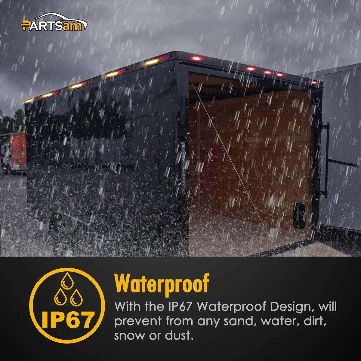 Partsam 5Pcs 12V 4 Inch Oblong Red Side Marker Clearance Lights 6 Diodes With Reflex Lens [Dot Certified] Surface Mount 2X4 Rect