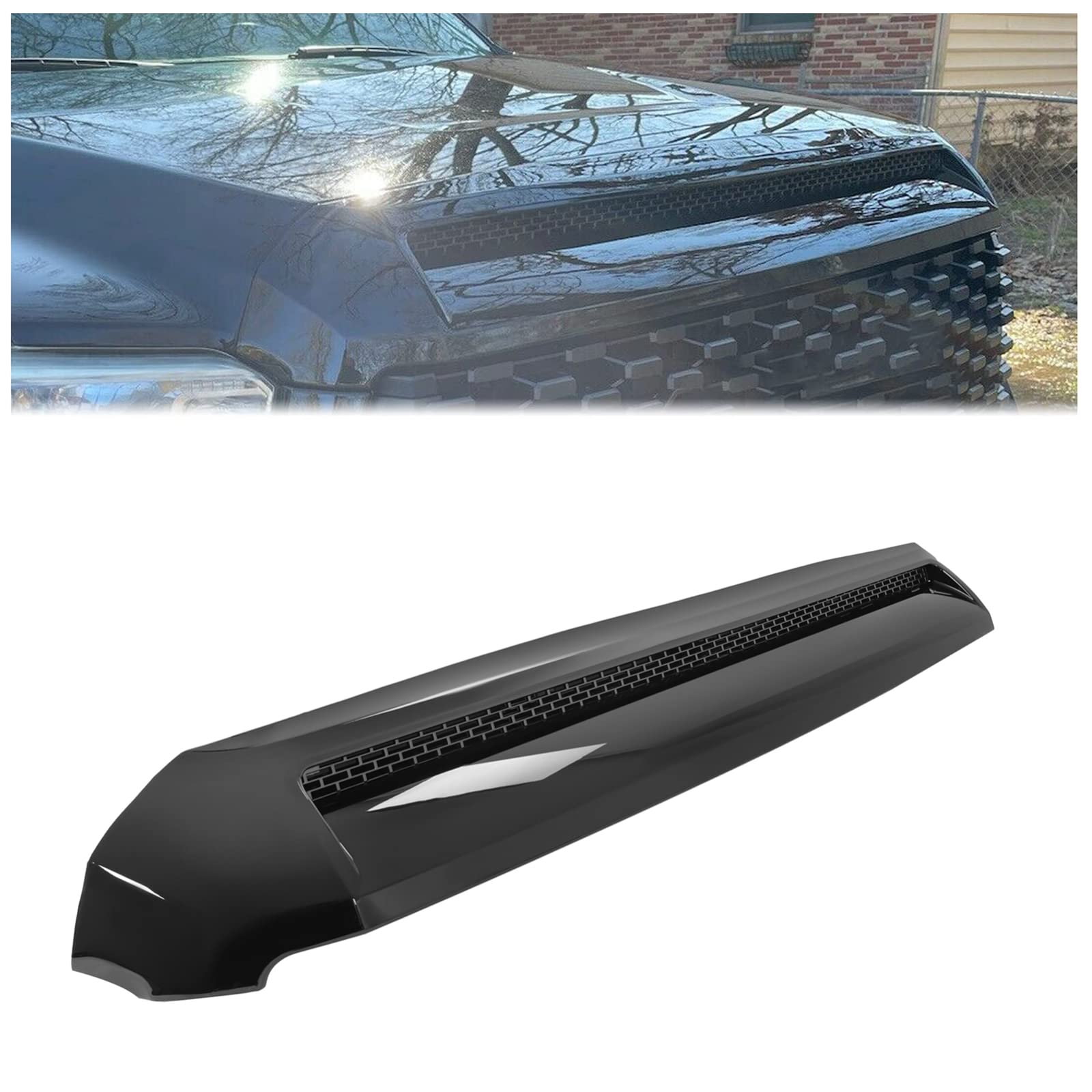 Hecasa Hood Scoop Compatible With 2014-2021 Toyota Tundra Replacement For 761800C030 To1231102 Rept133702 Front Black Upper Gril