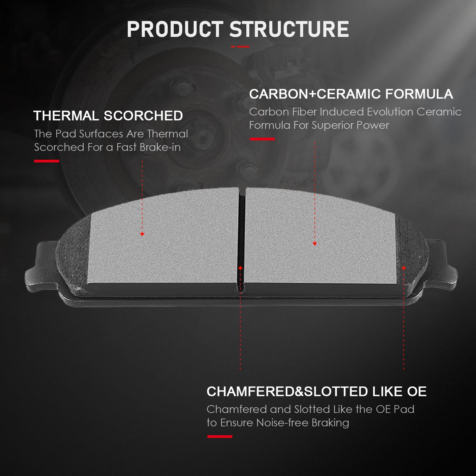 Cciyu D1070 D1071 Front & Rear Ceramic Brake Pads - For Ford Five Hundred, Freestyle, Taurus, Taurus X, Montego, Sable