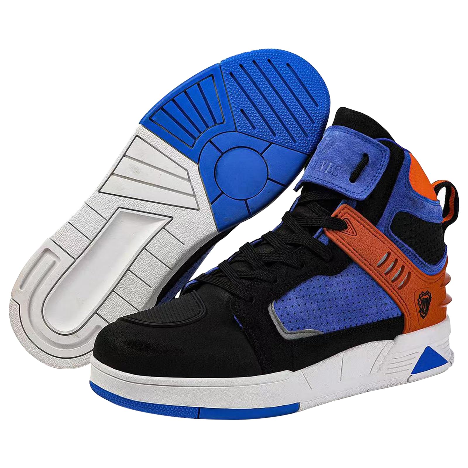 Bofucn Motorcycle Leather Boots,Street Riding Shoes,Anti-Slip Side Zipper Shoes For Men And Women (Black/Blue, Adult, 12 Men/13.