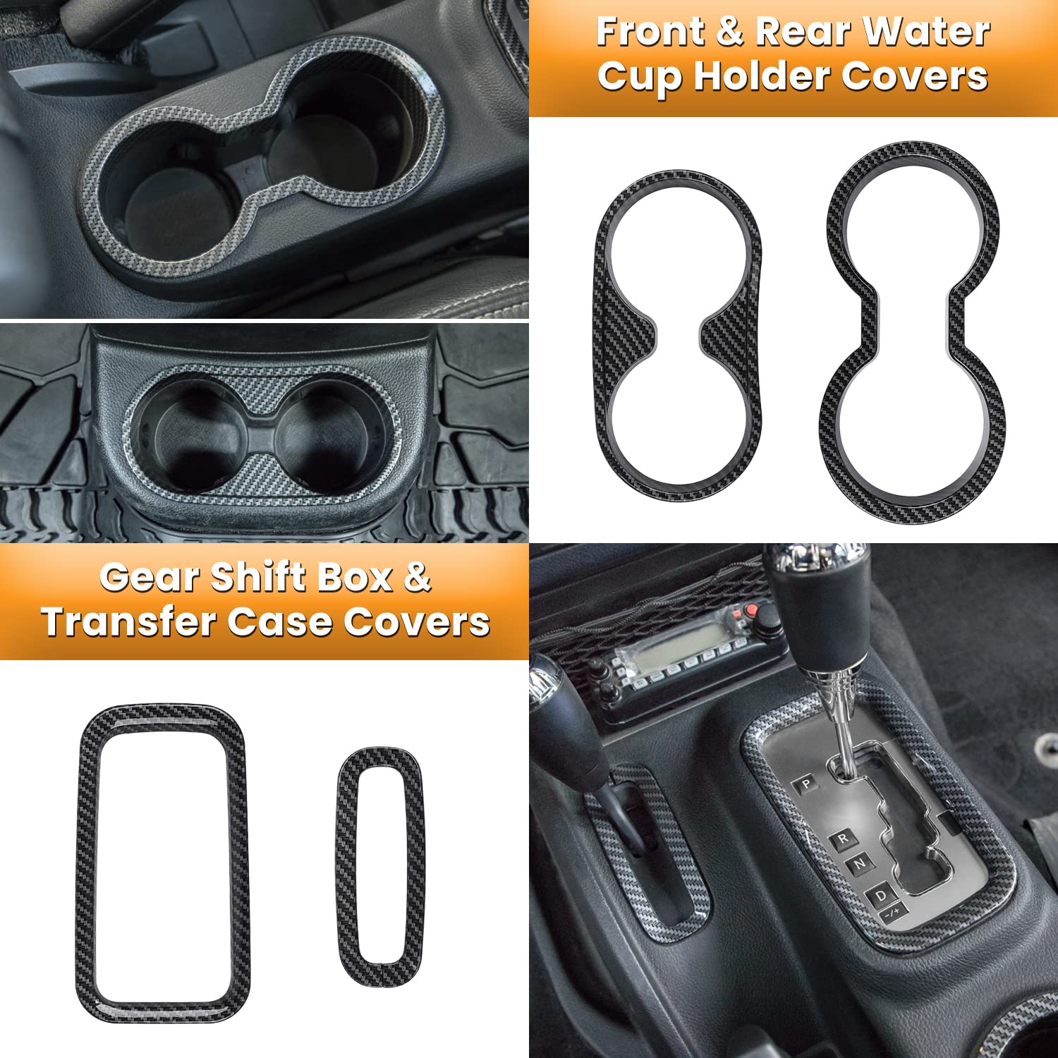 18 Pcs Full Set Interior Decoration Trim Kit Steering Wheel Center Console Door Handle Air Conditioning Vent Cup Holder Gear Cov