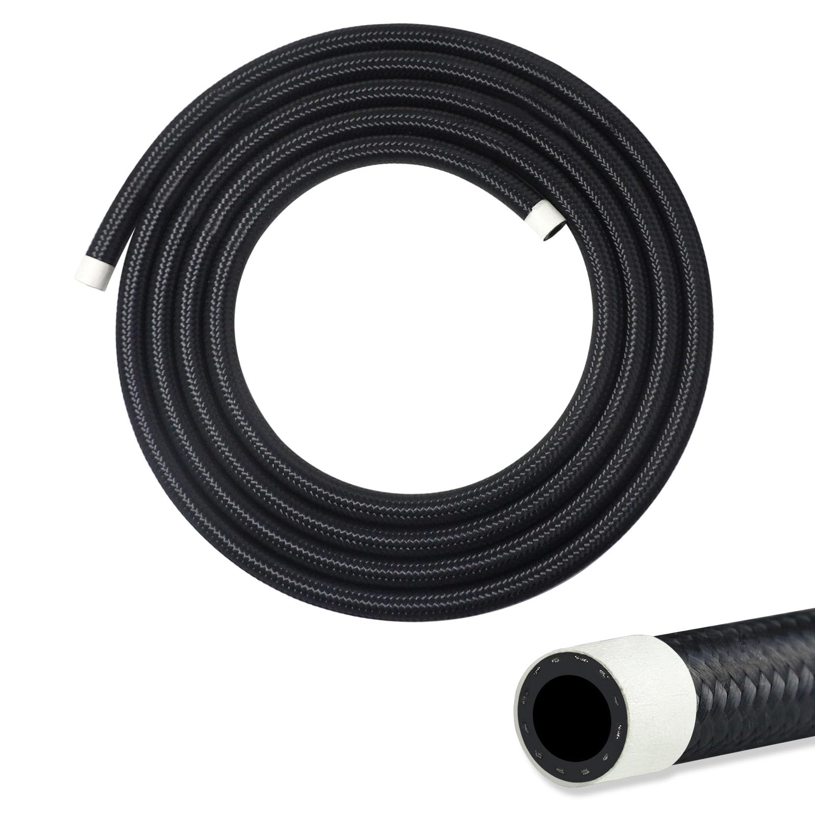 VWTNI 6AN Fuel Line, 6AN 3/8 inch CPE Fuel Hose, 5FT Transmission/Oil Cooler Lines, Nylon Braided Fuel Line Hose.