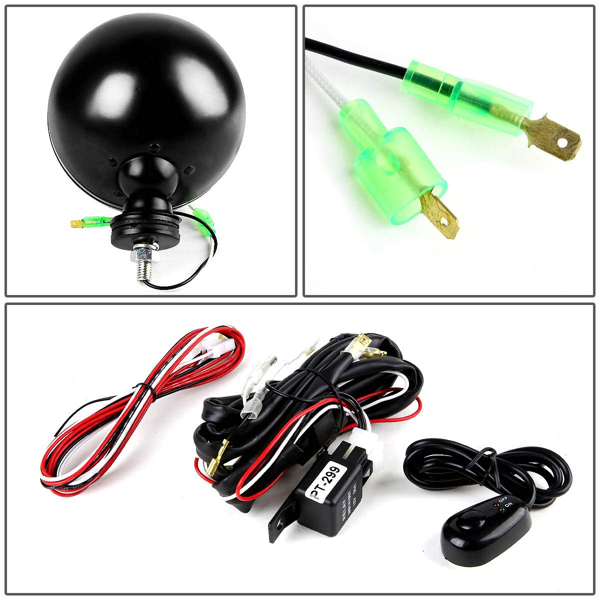 DNA MOTORING FL-6-U+SW-AM-CH 6'' Round Fog Lights w/Switch