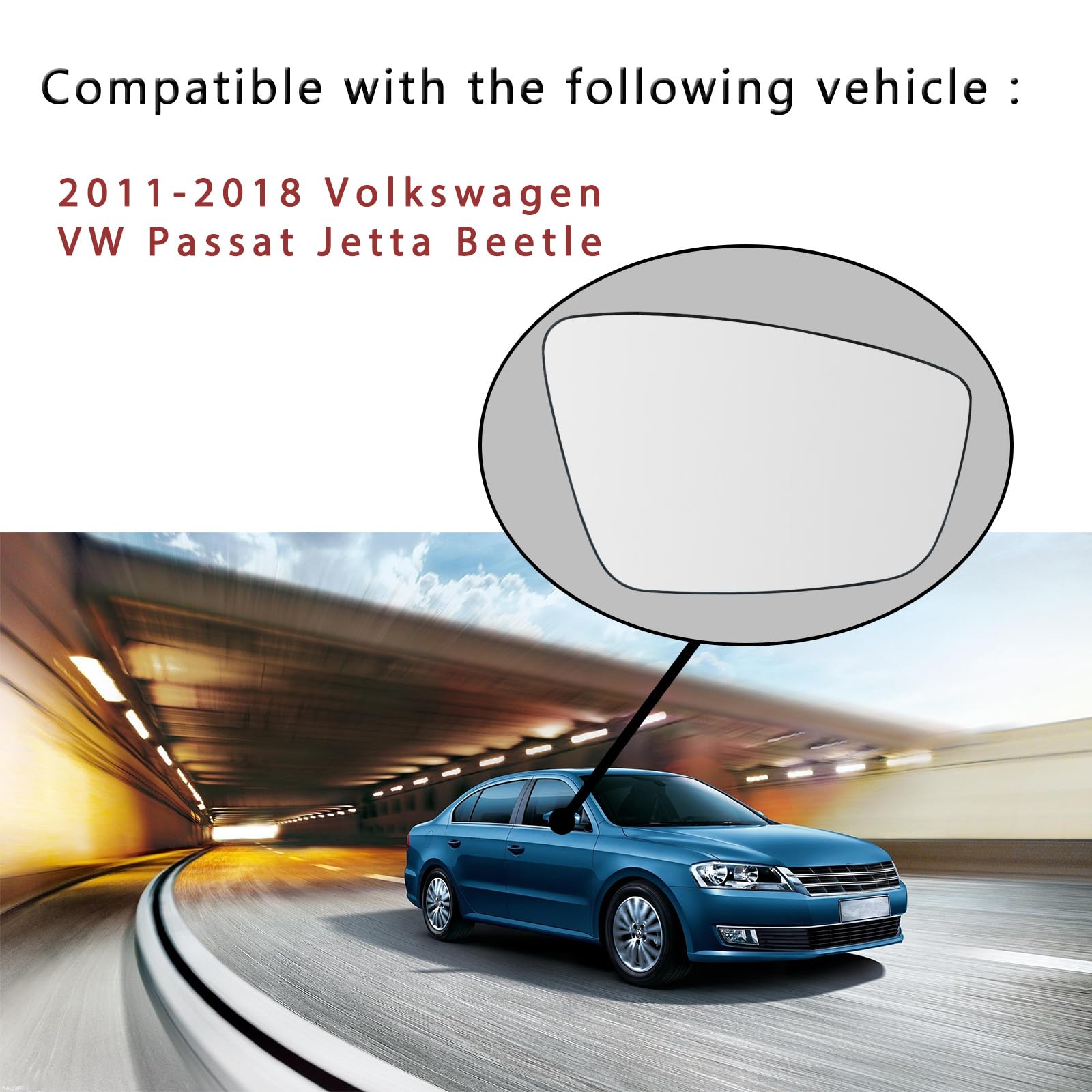 Passenger Side Mirror Lower Glass Replacement For 2011 2012 2013 2014 2015 2016 2017 2018 Volkswagen Vw Passat Jetta Beetle - For Volkswagen Vw Passat Jetta Side Mirror Glass With Rear Holder