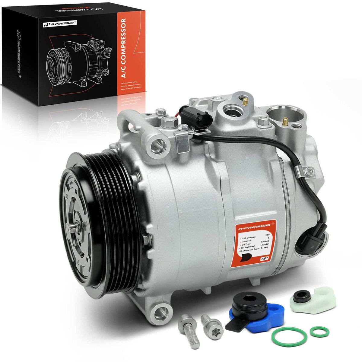 A-Premium Air Conditioner AC Compressor with Clutch Compatible with Mercedes-Benz C-Class C230 C320, CLK-Class CLK320 CLK350, E-